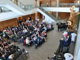 An overhead view of the ceremony in the River Building.