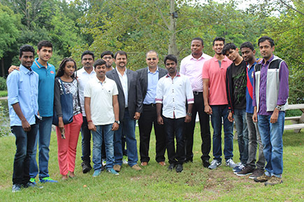 11 students from one of India’s top engineering colleges pose for a picture at the Rideau River during a four-week internship organized by Carleton’s Canada-India Centre for Excellence.