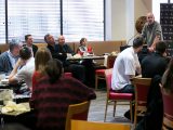 Dave Smart speaks to the women's and men's basketball teams.
