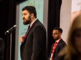 Micah Rakoff Bellman descibes his project on stage.