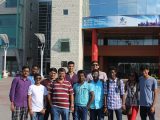 The visiting Indian students pose together outside of Ottawa's City Hall.