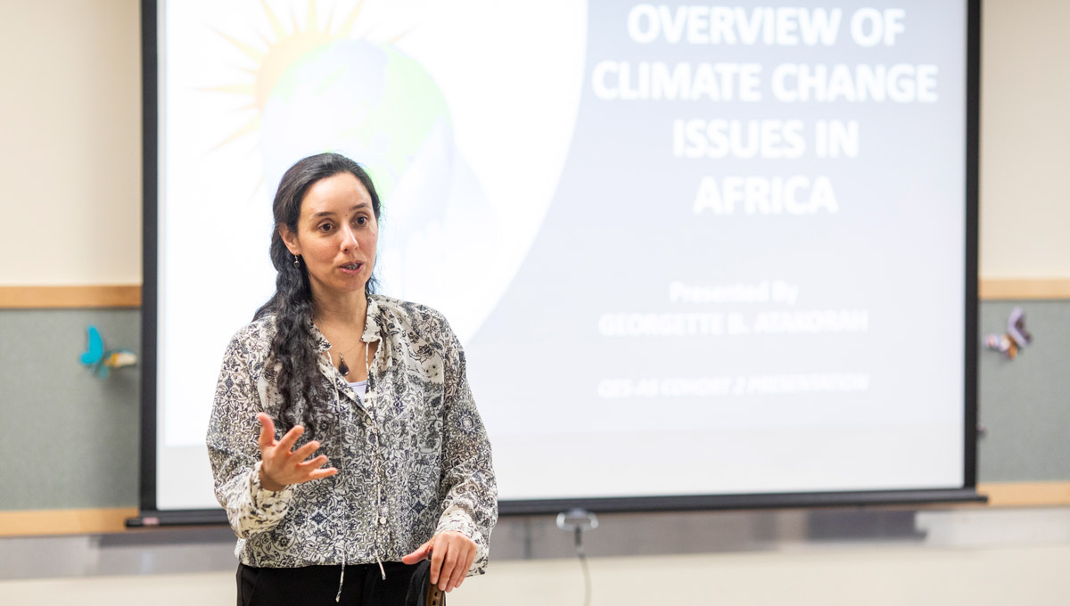 Prof. Onita Basu speaks during the Carleton Climate ConversationsCarleton Climate Conversations.