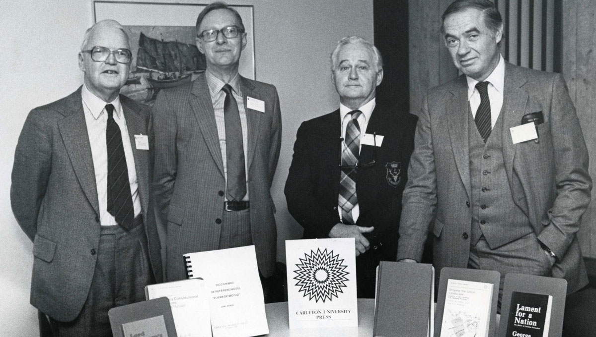 David Farr (far left) at a gathering of the Carleton University Press in 1970