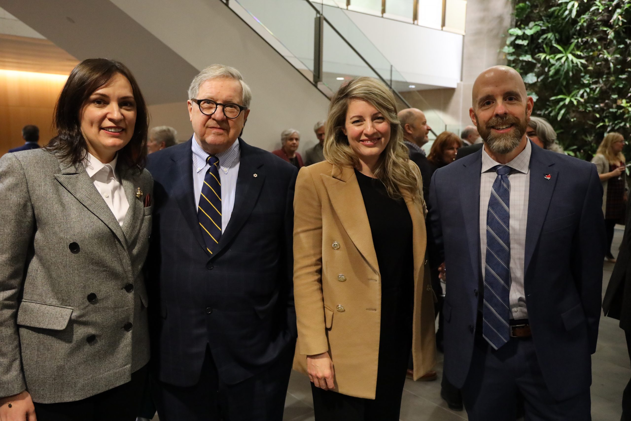 Yuliya Kovaliv (Ukraine's AMabassador to Canada), Lloyd Axworth (former Minister of Foreign Affairs), the Hon. Mélanie Joly (Minister of Foreign Affairs), and Benoit-Antoine Bacon (Carleton President and Vice-Chancellor). 