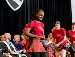 Carleton West African Rhythm Ensemble perform at convocation.