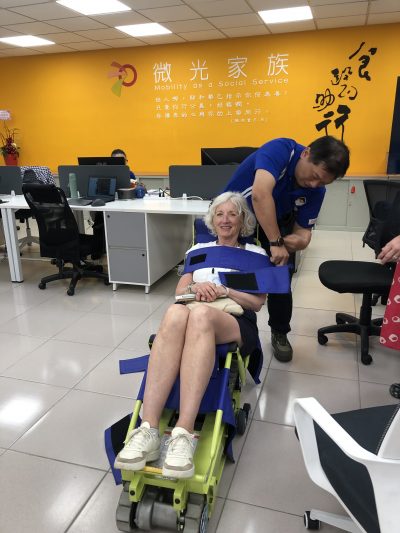 A woman receives treatment in a long-term care facility.