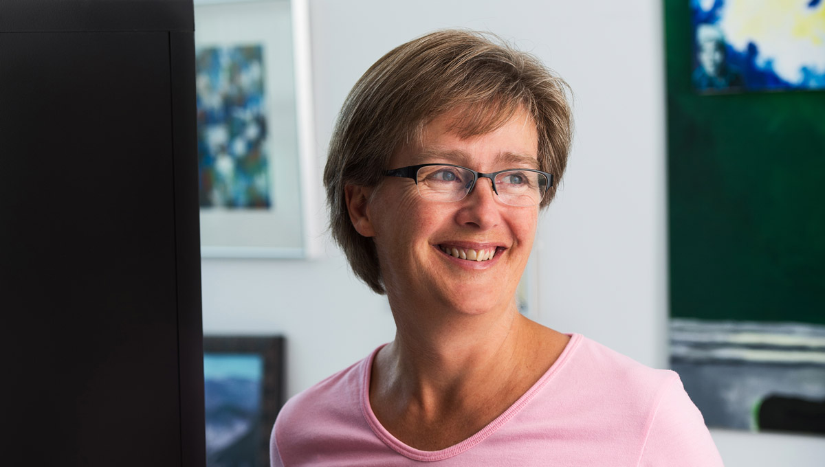 Lenore Fahrig in her lab space