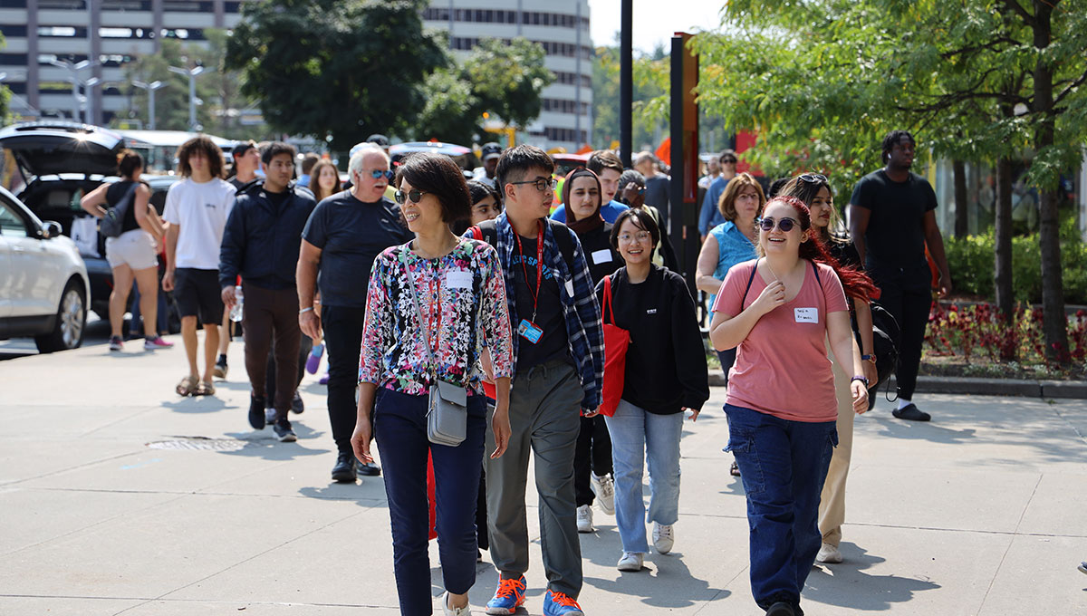 New students and families participate in move-in day.