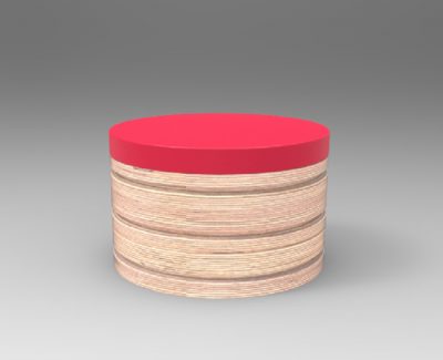 A circular accessible chair render.