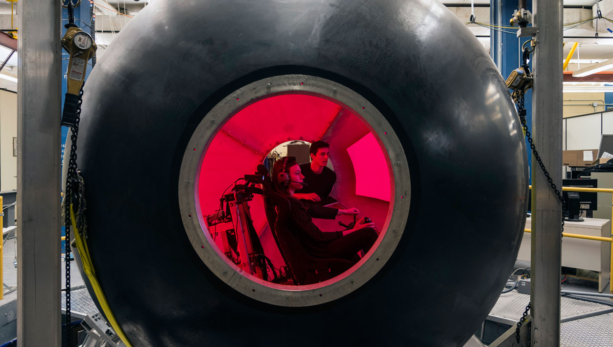 The Carleton University Simulator Project (CUSP), a state-of-the-art spherical flight simulator, the only one of its kind in Canada.