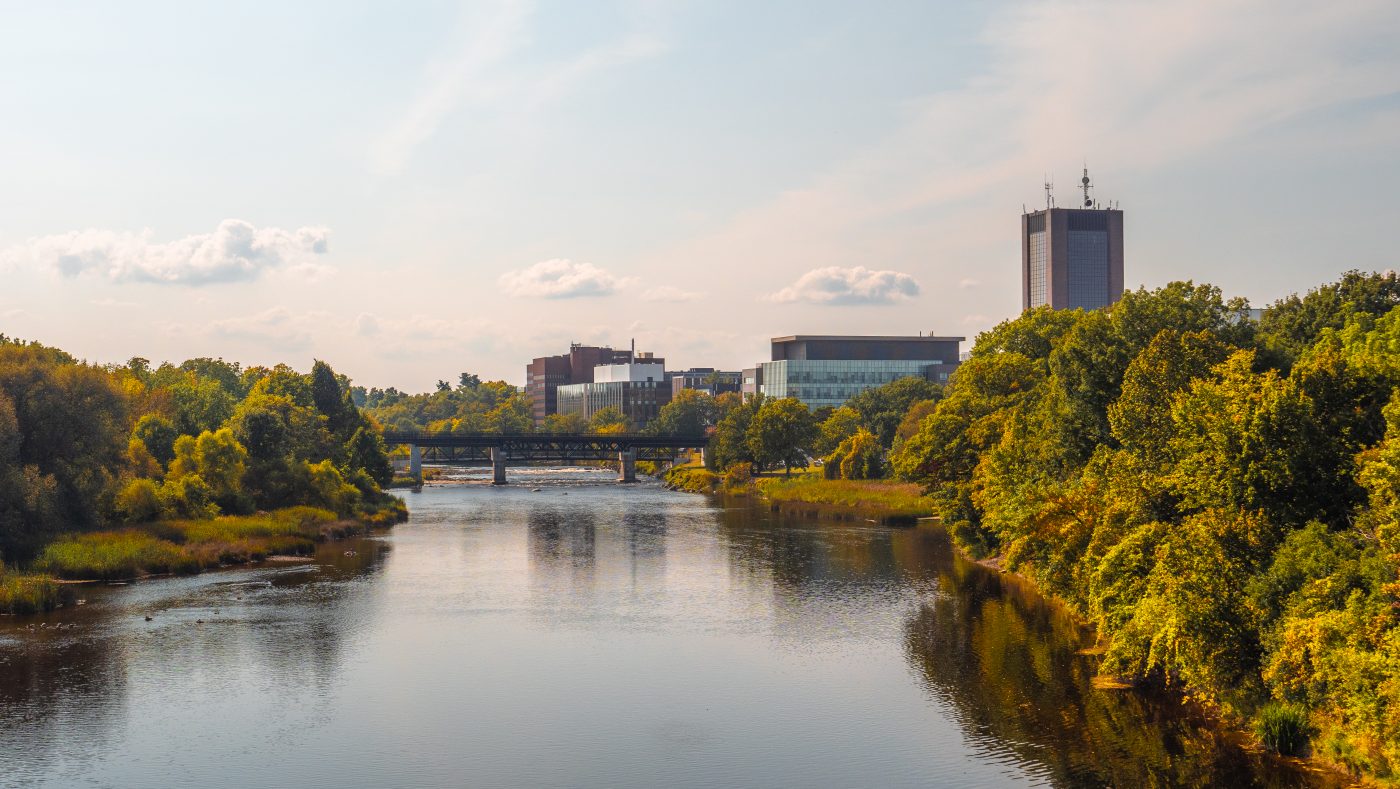 View of river heading to Carleton campus 