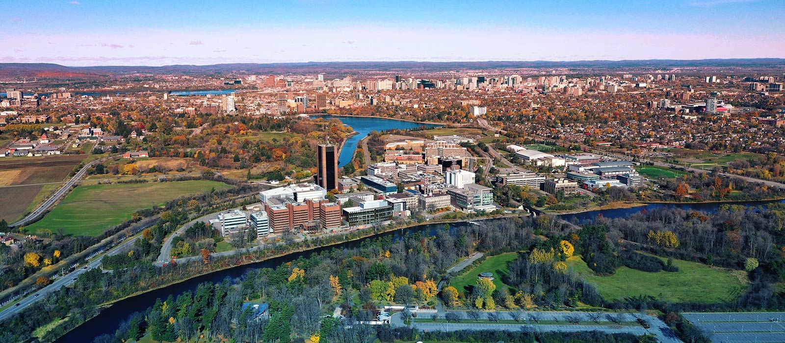 Aerial view of Carleton University - Sept. 2020