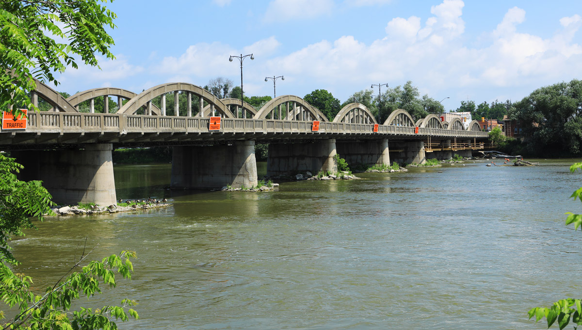 Scene of Argyle Street arched bridge, Caledonia, Canada