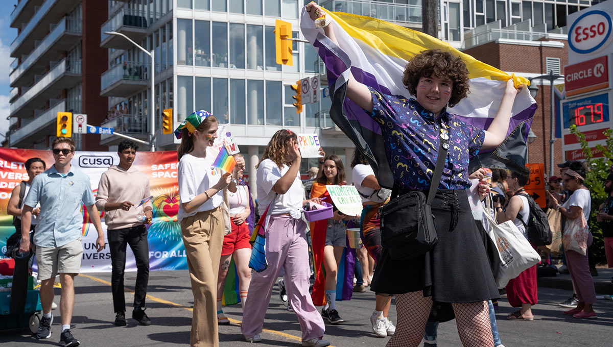 People marching during a Pride parade