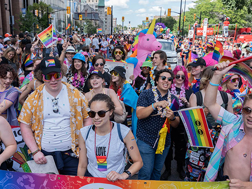 A large crowd at a Pride festival