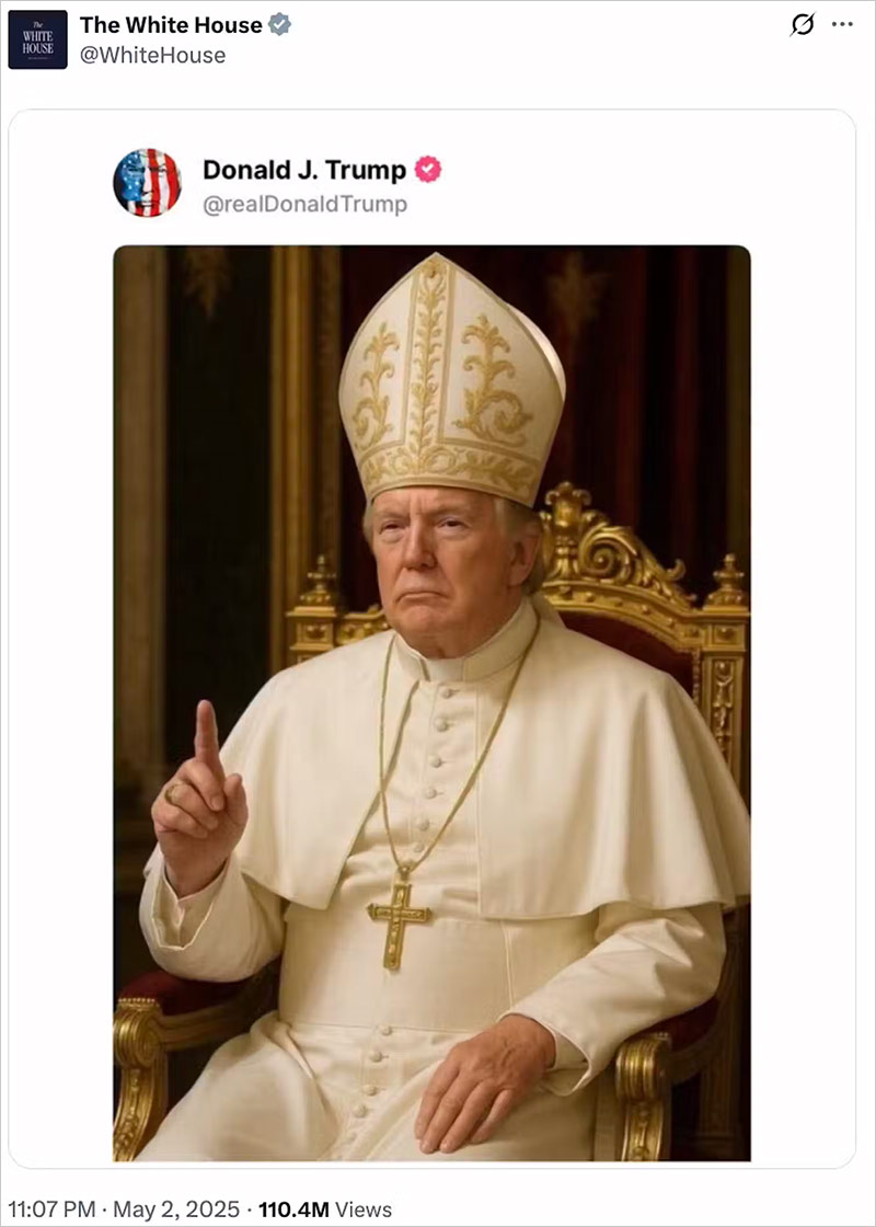 An example of memes and politics, with Donald Trump depicted as the Pope.