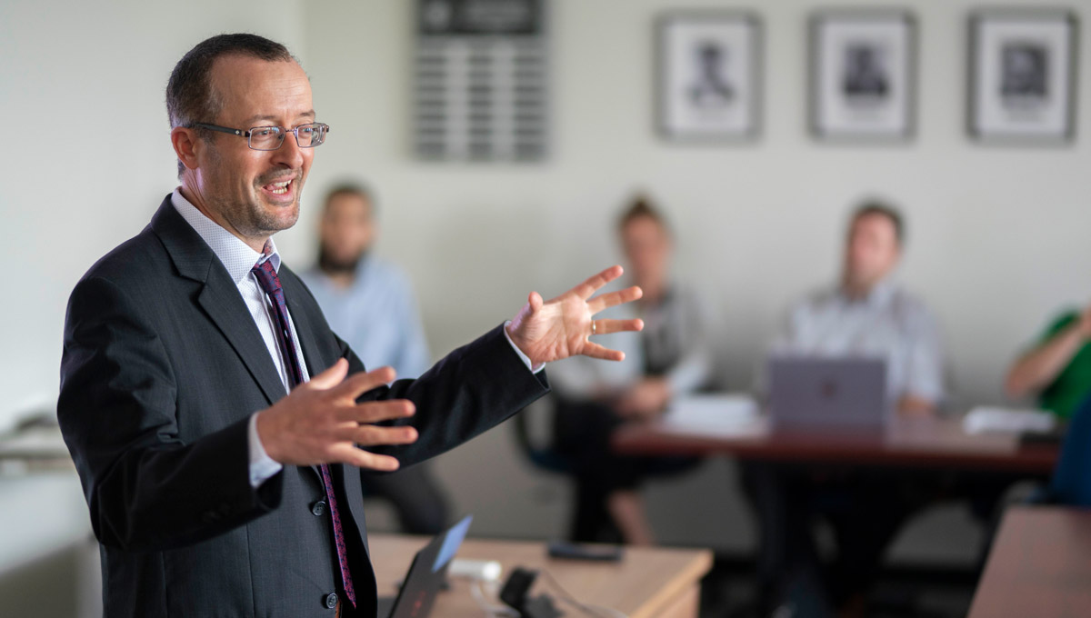 A closeup of Systems and Computer Engineering Prof. Mohamed Ibnkahla while he speaks about security and e-health.