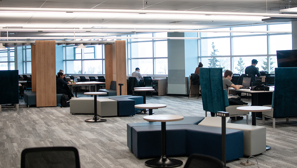 A large, open concept work space for students.