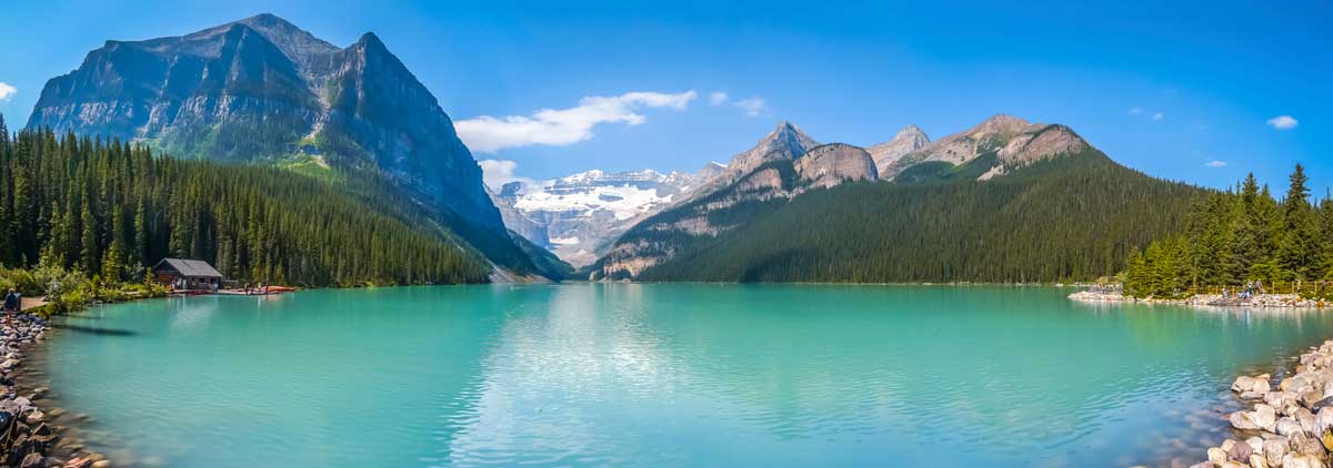 Water security: a lake surrounded by snow-capped mountains and forest