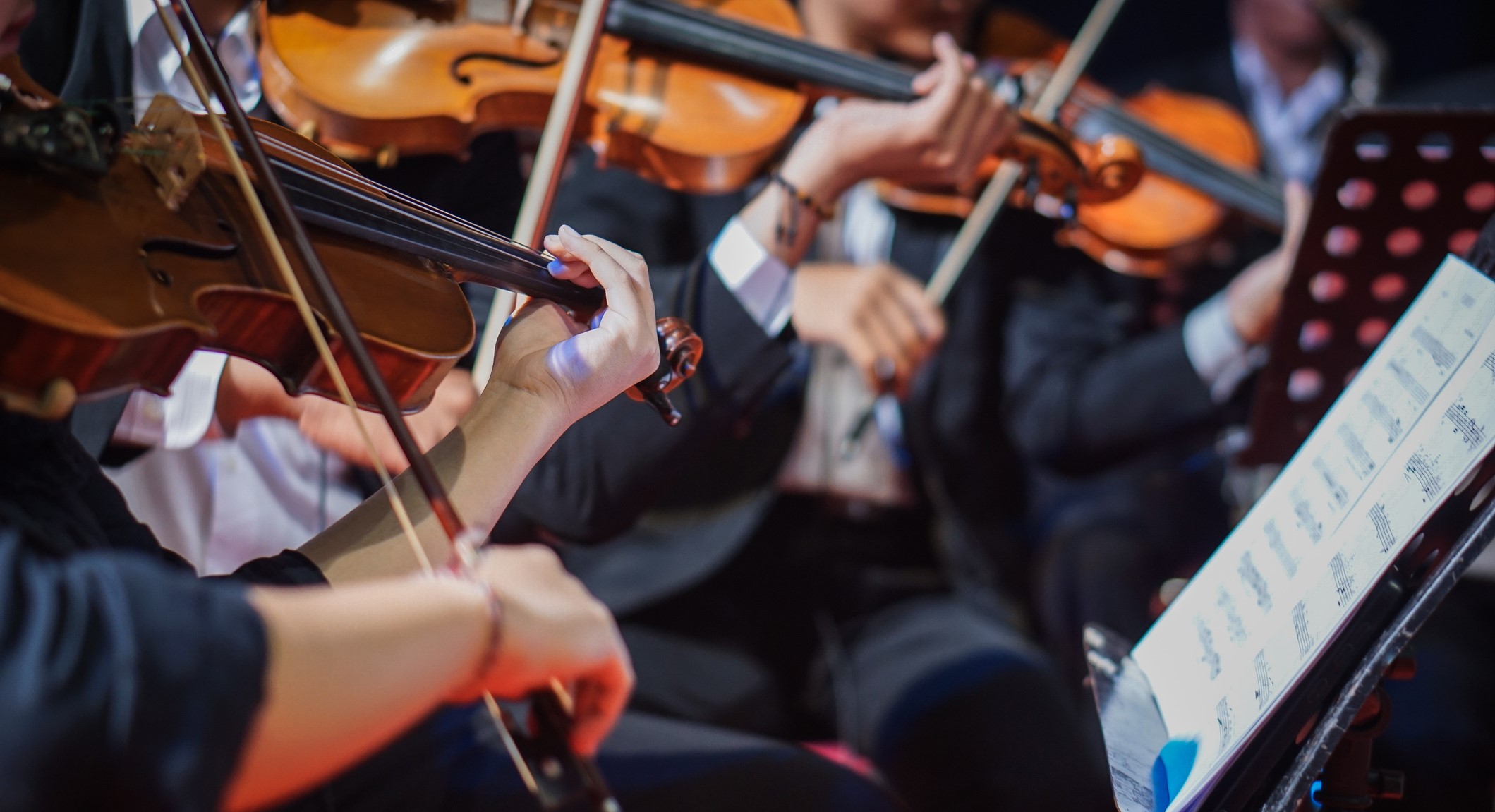 An orchestra playing music