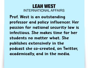 A note about Leah West: ''