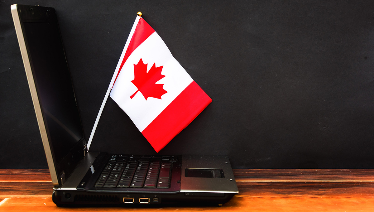 Flag of Canada on laptop