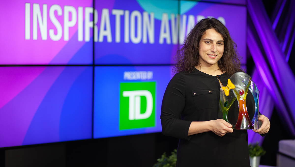 Charlotte Smith accepts the Personal Leader for Mental Health Award from the Royal Ottawa Foundation