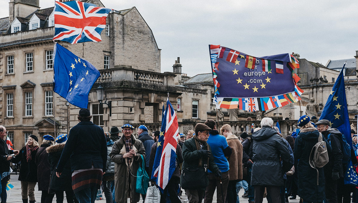 An image of Brexit protesters