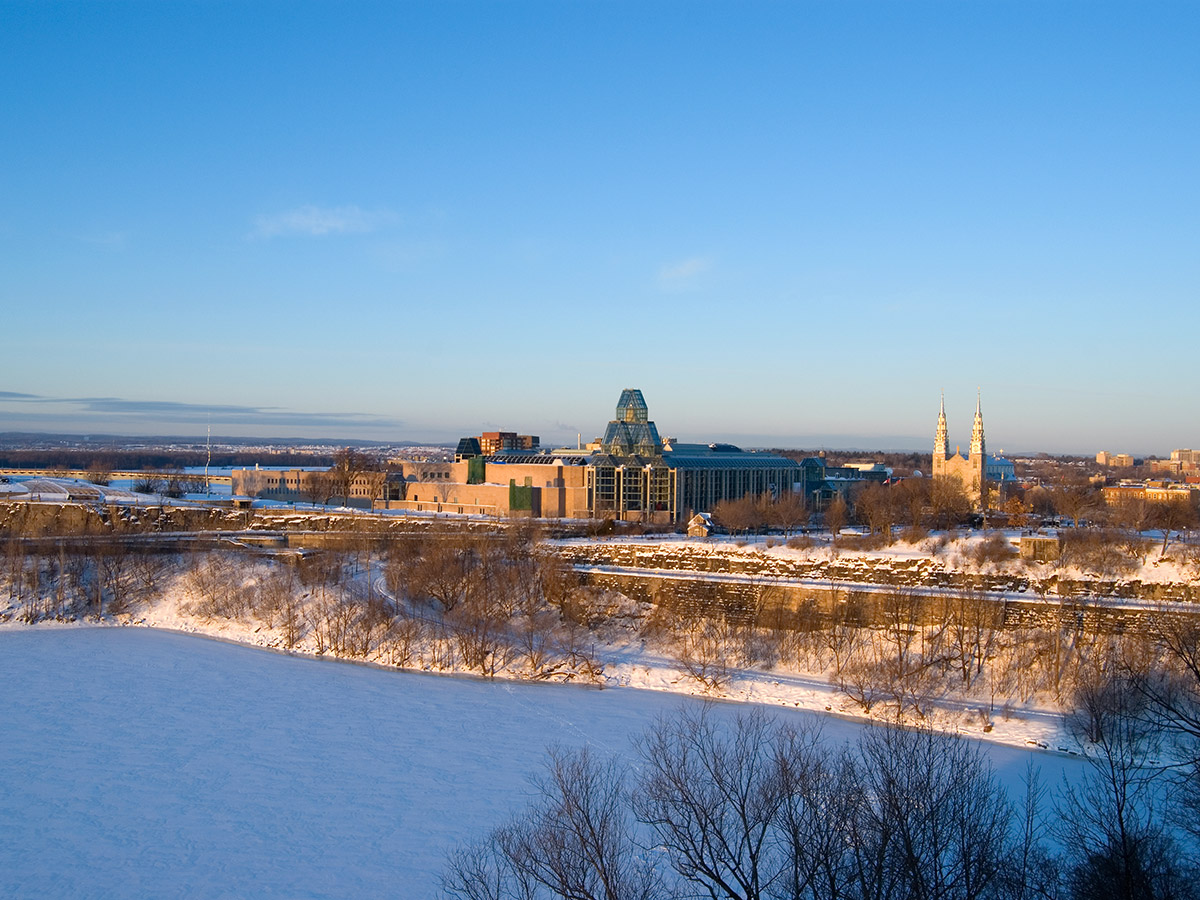 View of Ottawa's National Gallery Museum and Byward Market during Winter Season Horizontal