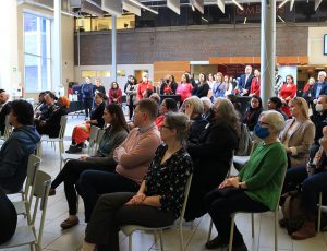 A large seated crowd at an event