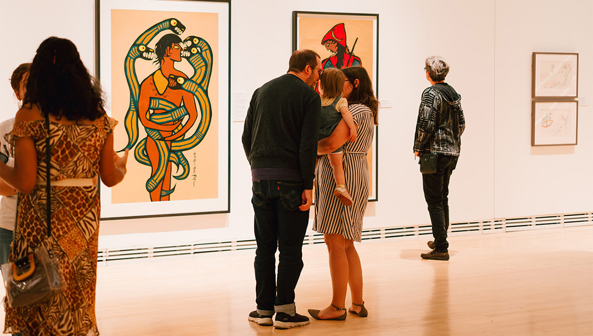 A view of the Norval Morrisseau Exhibit at the Carleton University Art Gallery