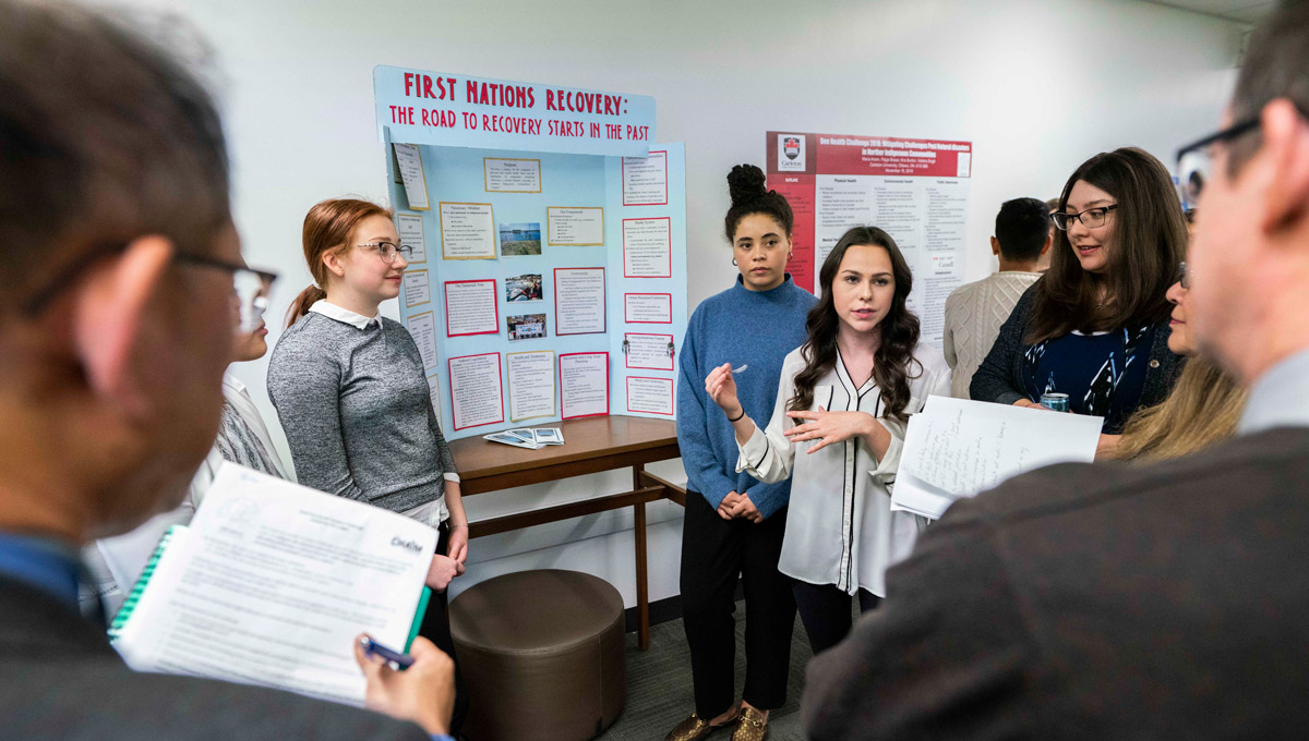 Carleton students examined ways to mitigate health impacts from natural disasters in Indigenous communities during the 2018 One HEALTH Challenge.