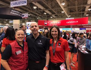 Scenes from Carleton's booth at the annual Ontario Universities' Fair in September 2019.