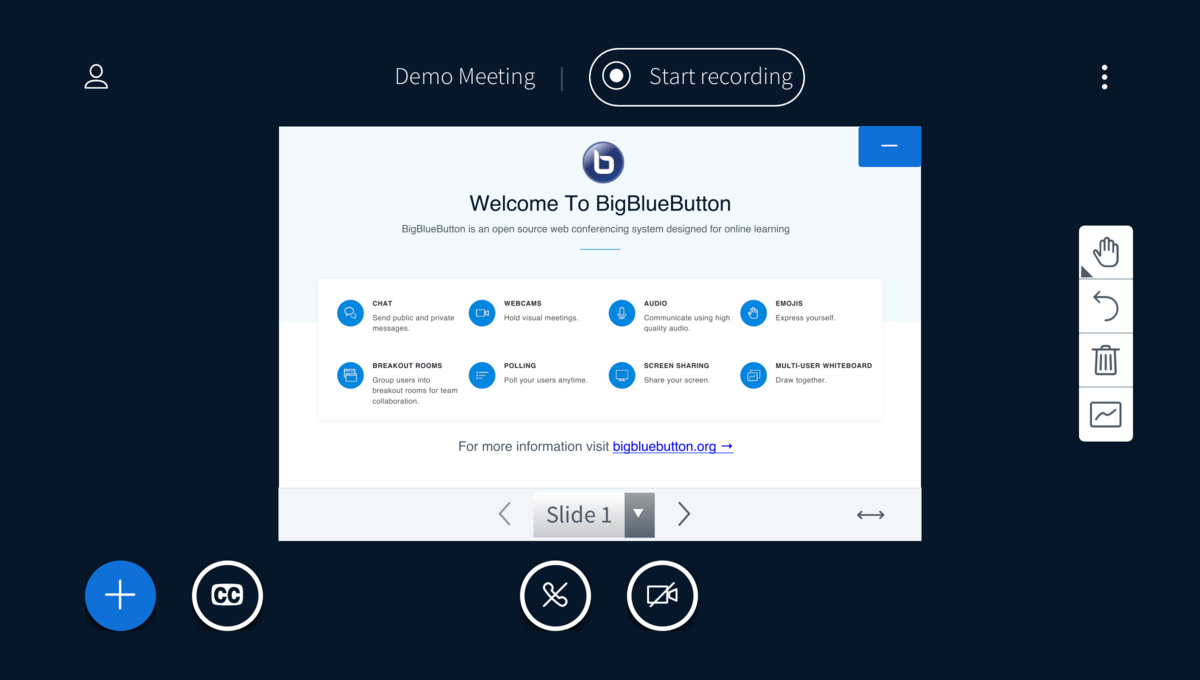 A screenshot of BigBlueButton