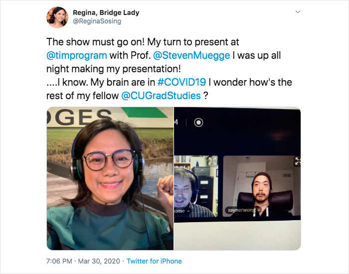 A tweet from TIM graduate student and entrepreneur Regina Sosing