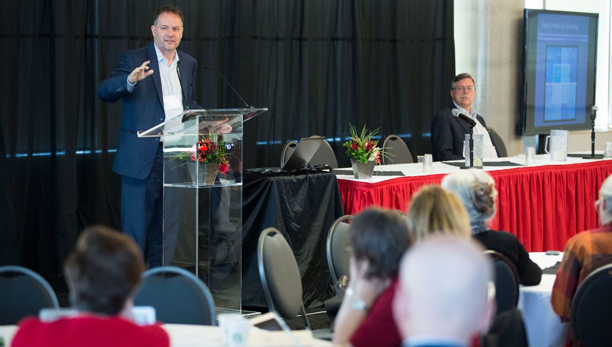 Alex Usher of Higher Education Strategy Associates speaks at the Future of PhD in the Humanities Conference at Carleton University, May 17, 2016