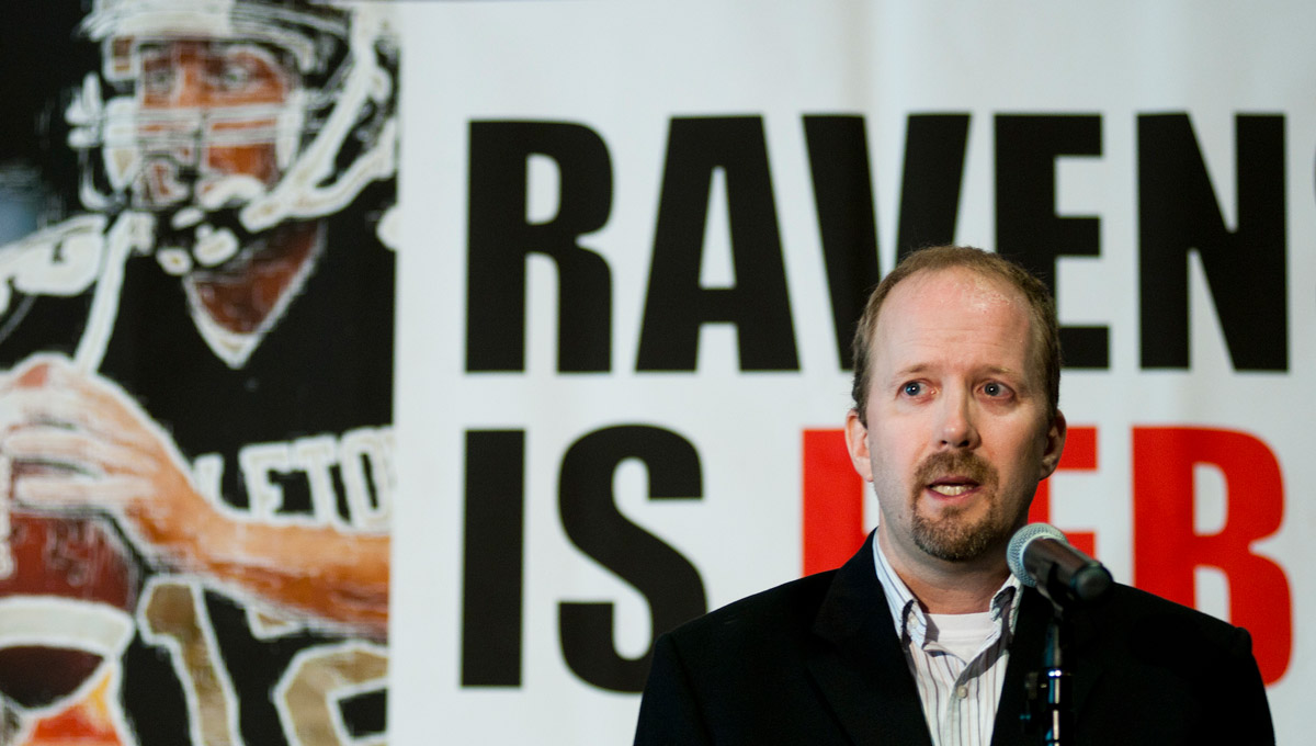 Kevin McKerrow speaks at the 2011 announcement of the return of Carleton Ravens Football.