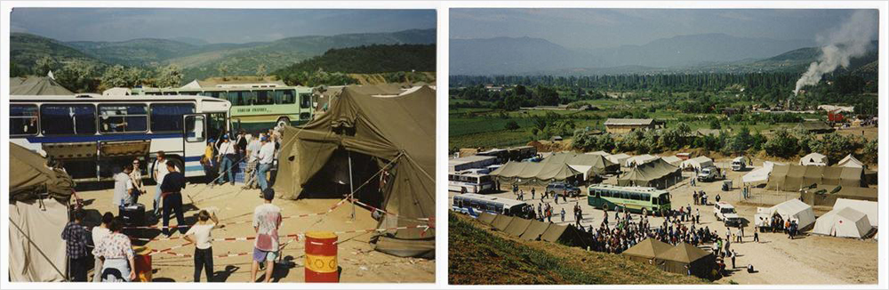 Kosovar refugees at a refugee camp in Macedonia.