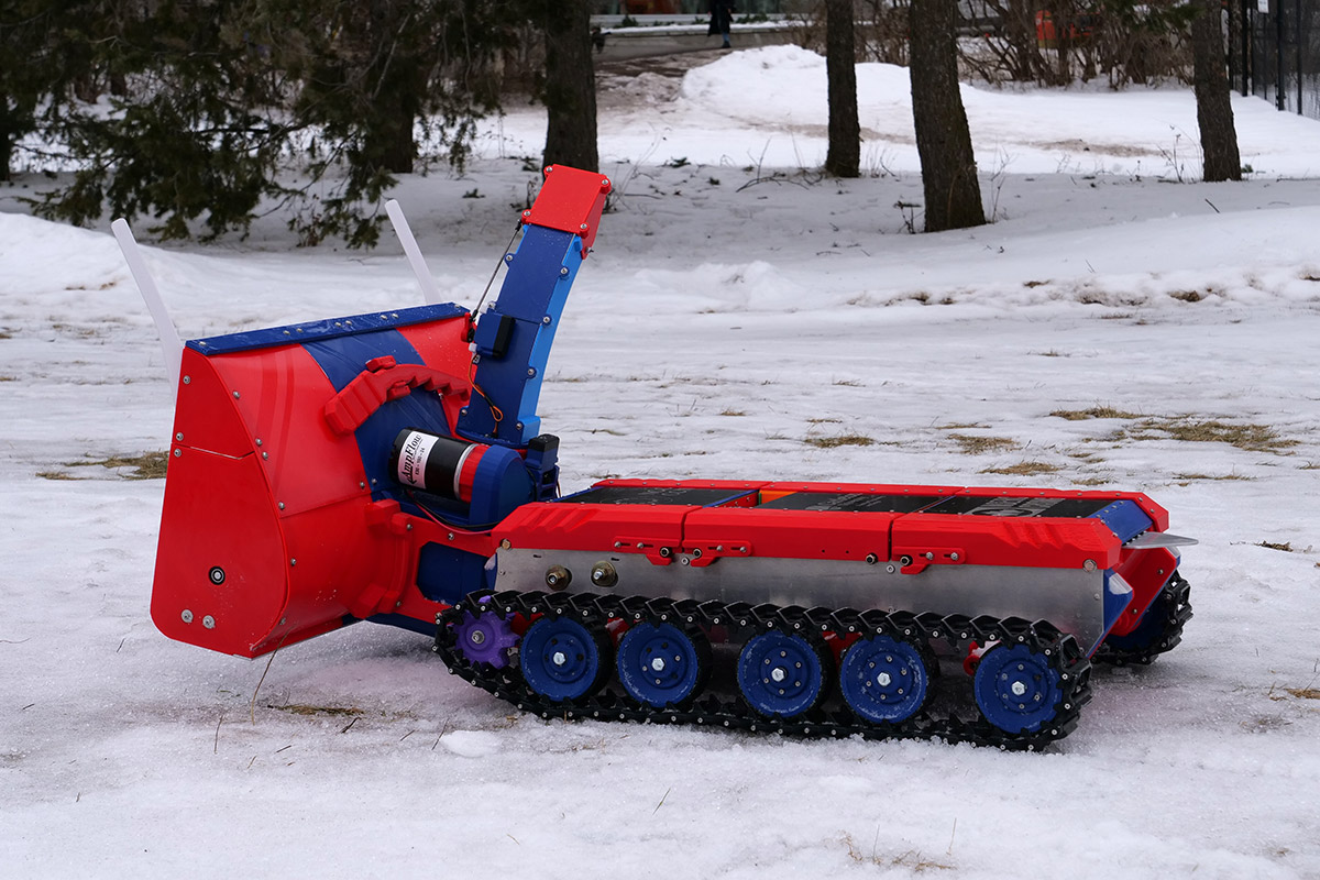 A snow-clearing robot designed to promote ice growth