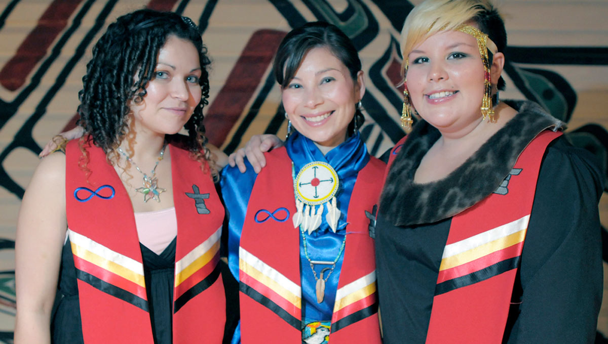 Truth and Reconciliation: Sheila Gratham (Canadian Studies), Vanessa Stevens (Psychology) and Becky Mearns (Sociology) attended the Indigenous Graduate Honouring Ceremony held at the Museum of Civilization at the end of April. | Photo: James Park
