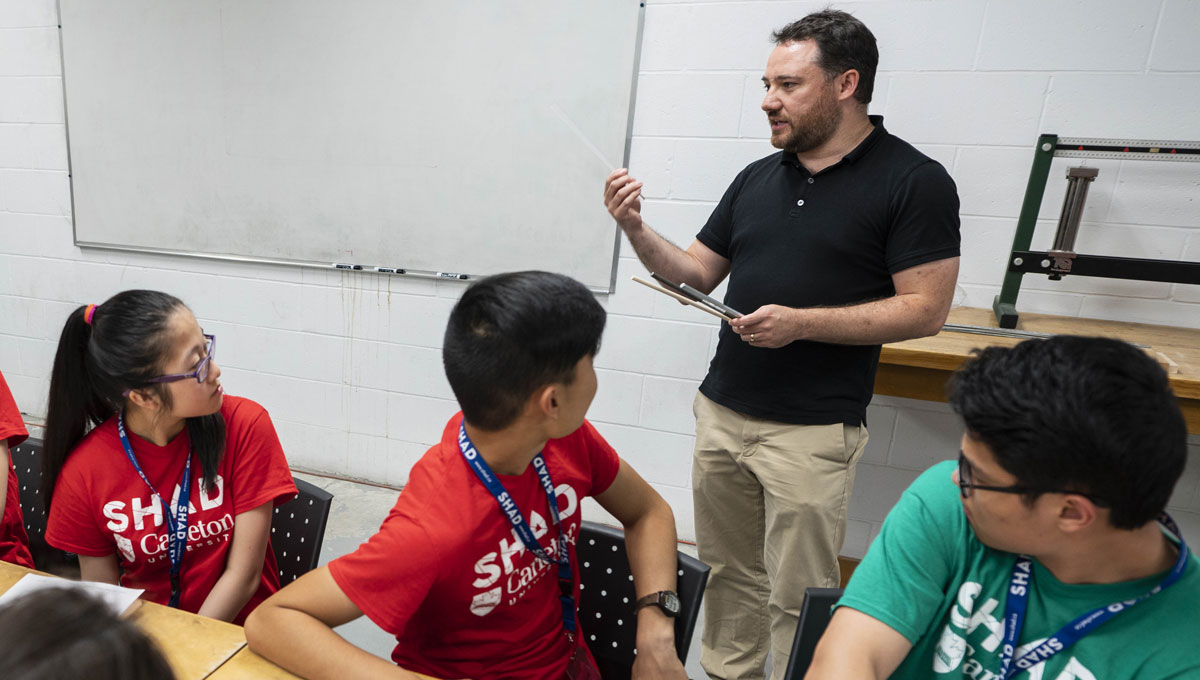 A group of high school students learn in a classroom setting during the SHAD program that has been coming to campus for nearly 30 years.