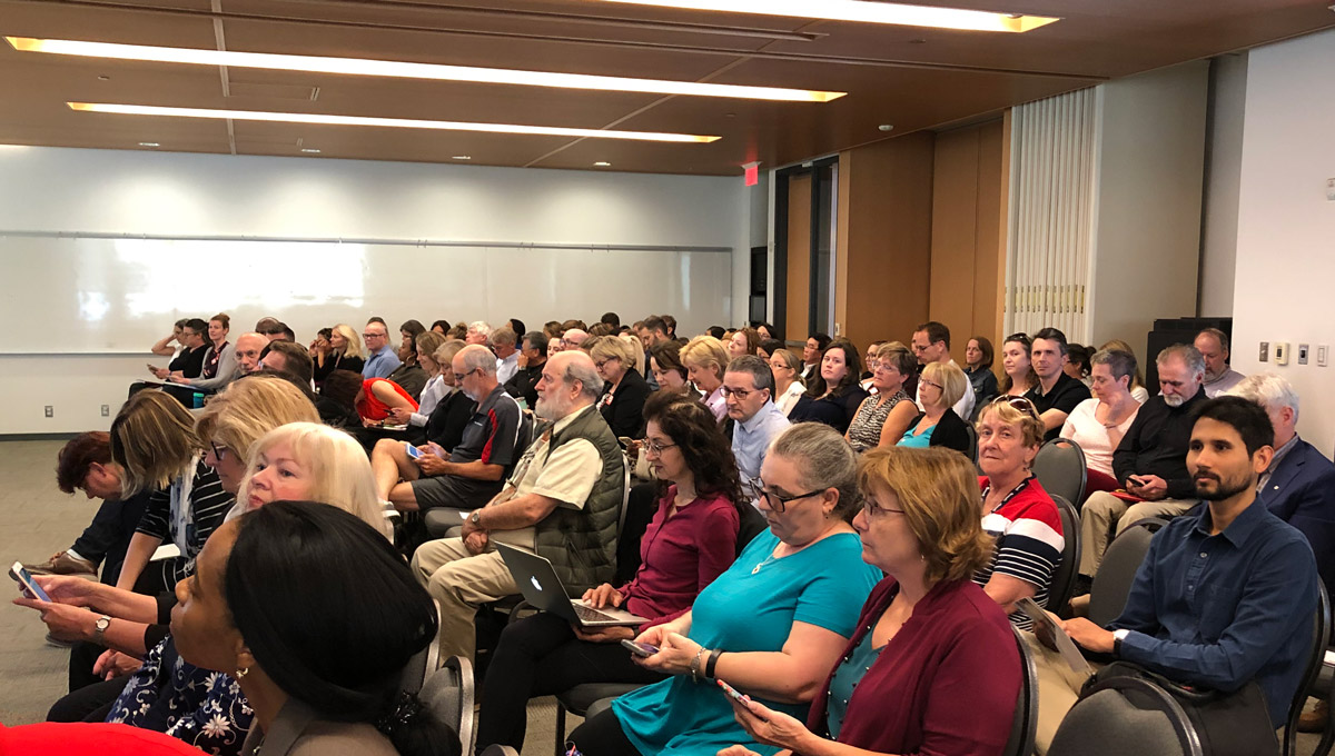 The crowd listens during the launch of Carleton's Strategic Planning Process process.