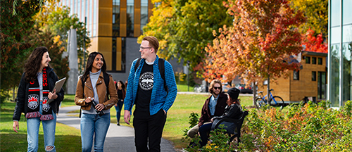 Students walking through campus