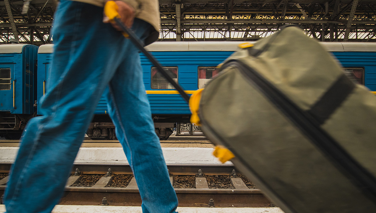 Person taking a train