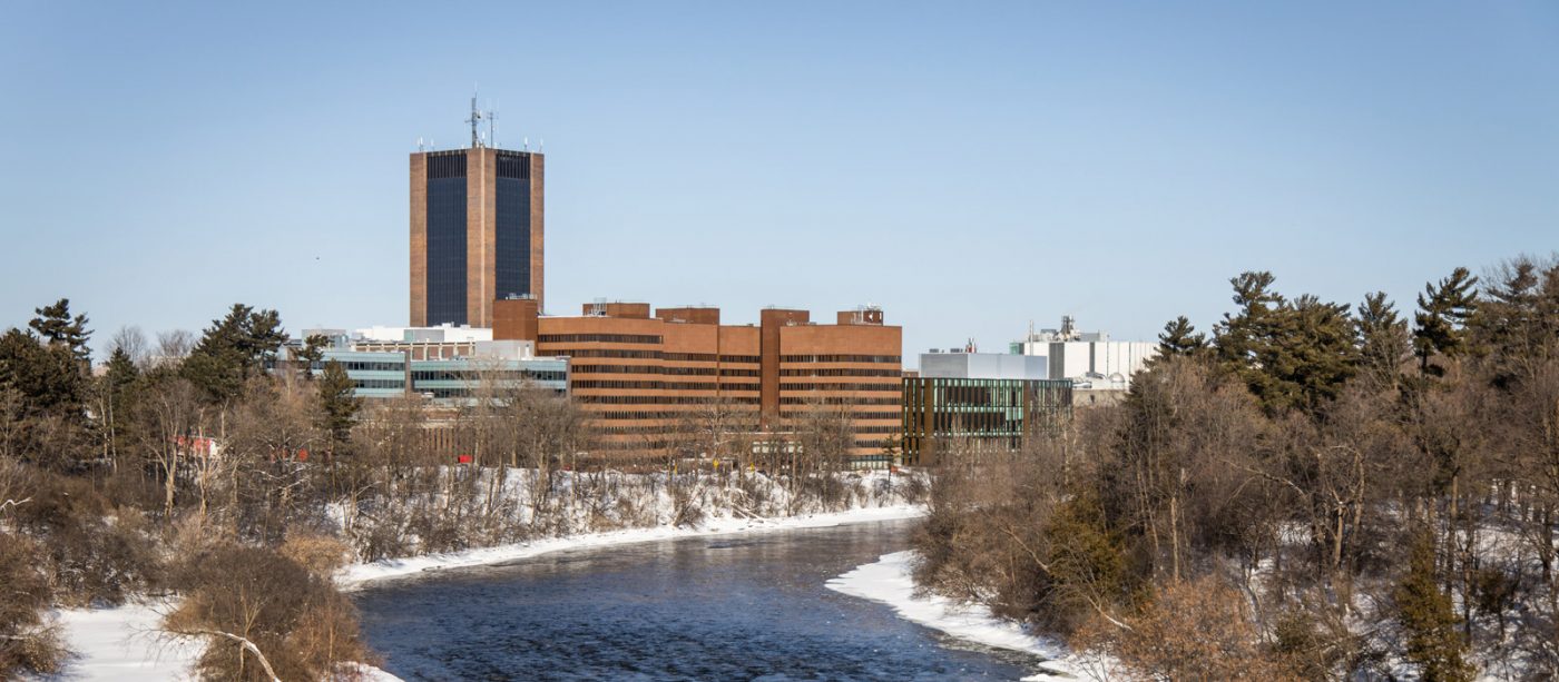 Carleton's campus during a sunny winter day