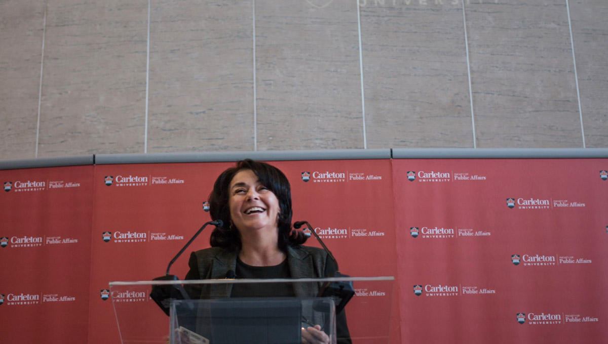 Carleton Chancellor Yaprak Baltacioğlu spoke to students at the Faculty of Public Affairs’ Emerging Perspectives Graduate Conference on March 4, 2019.