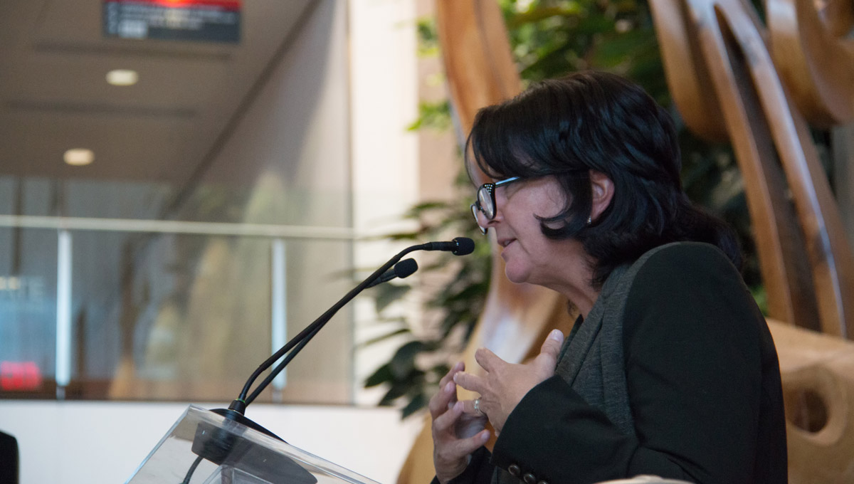 Carleton Chancellor Yaprak Baltacioğlu spoke to students at the Faculty of Public Affairs’ Emerging Perspectives Graduate Conference on March 4, 2019.